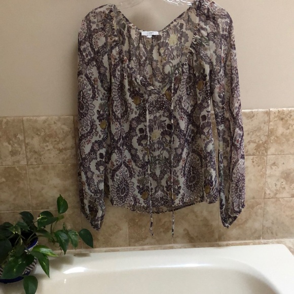 Delia’s floral purple sinched scoop neck top, long sleeve Size Small - Picture 1 of 6